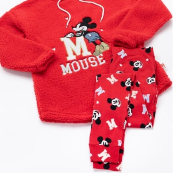 Disney Womens Long Sleeve Long Leg Pyjama Set Red Mickey Mouse - NWT - Picture 2 of 3